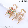 94172 indian Style leaf shape Colorful fancy design gold plated diamond Earring Jewelry